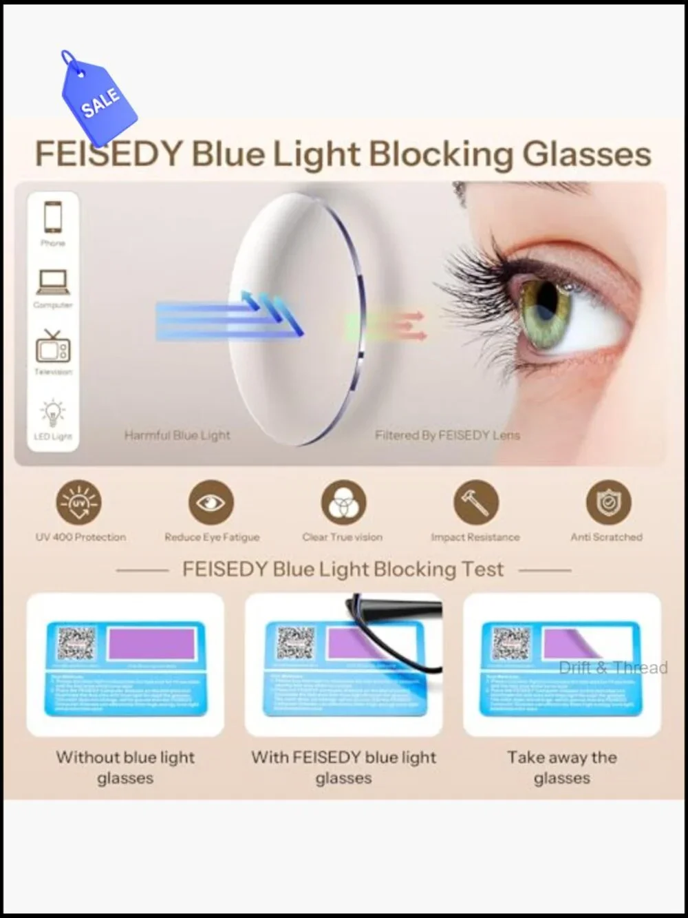 TR90 Blue Light Blocking Glasses Square Frame Anti Eyestrain for Work Gaming